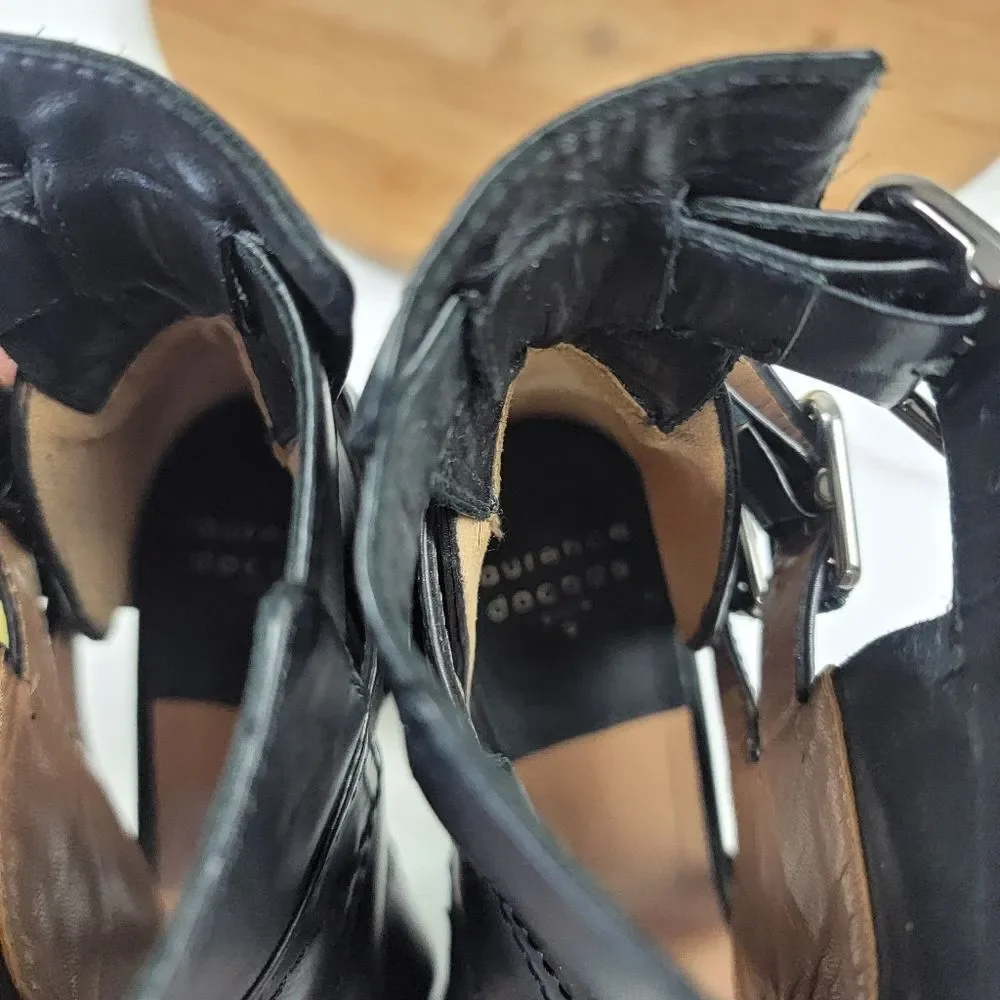 Laurence Dacade Felicite Black Leather Block Heels Womens‎ Shoe sz US 6 EU 37